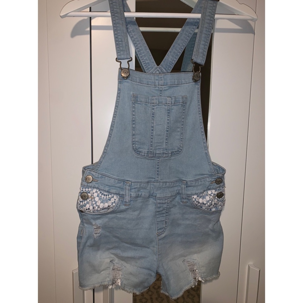 Justice - girl jean shorts overalls